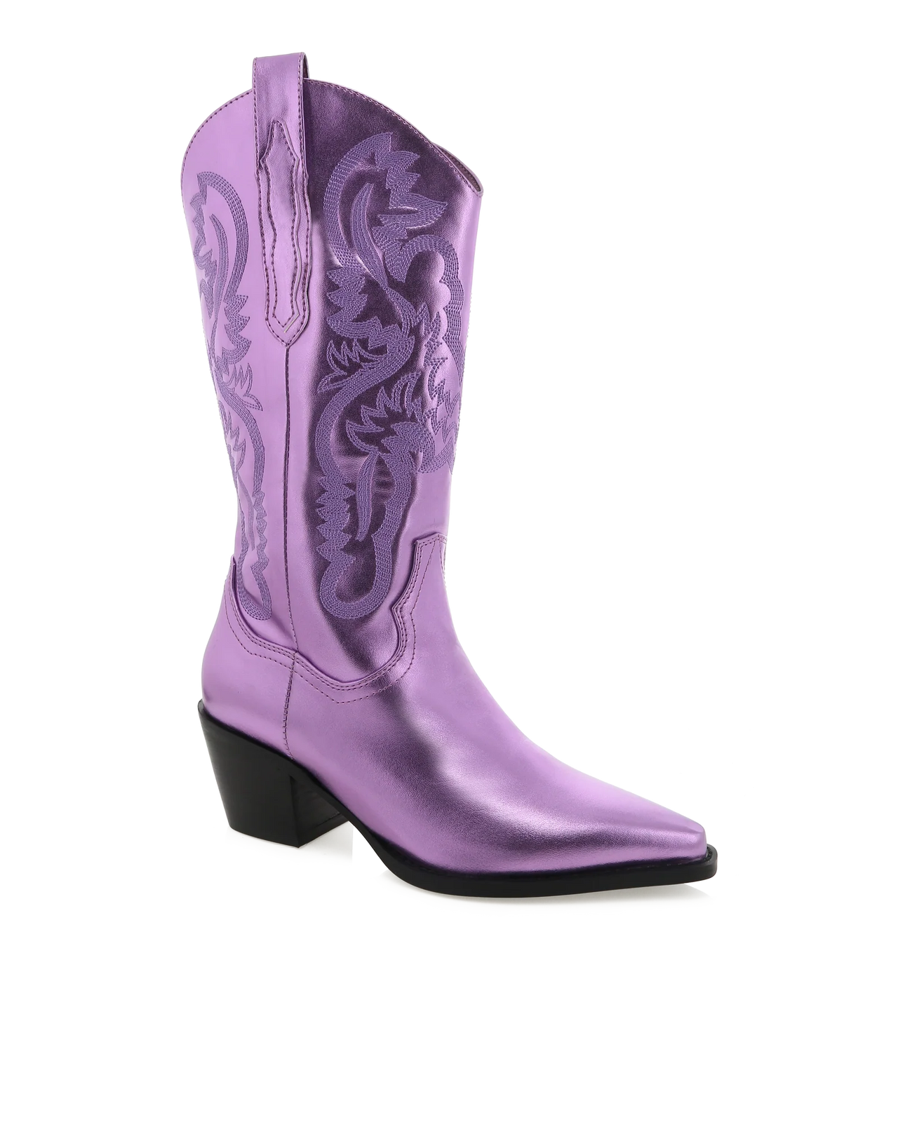 Danilo Metallic Cowboy Boot Light Purple, Boot Shoe by Billini | LIT Boutique