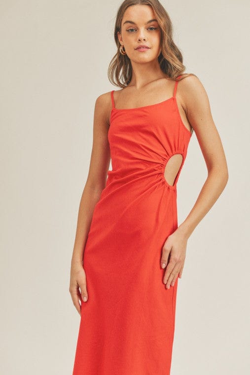 Darien Cut Out Maxi Dress Crimson, Dress by Lush | LIT Boutique