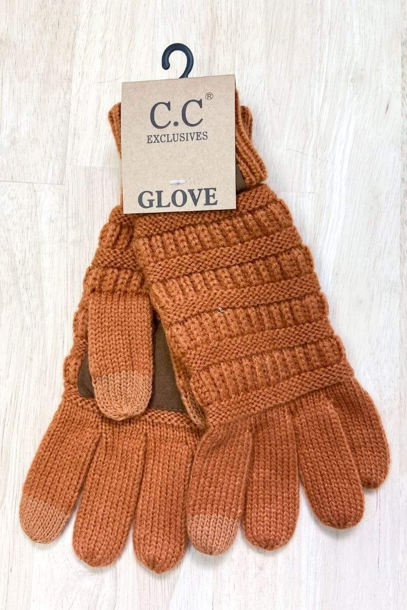 Dawson Knit Gloves Rust, Accessories by C.C | LIT Boutique