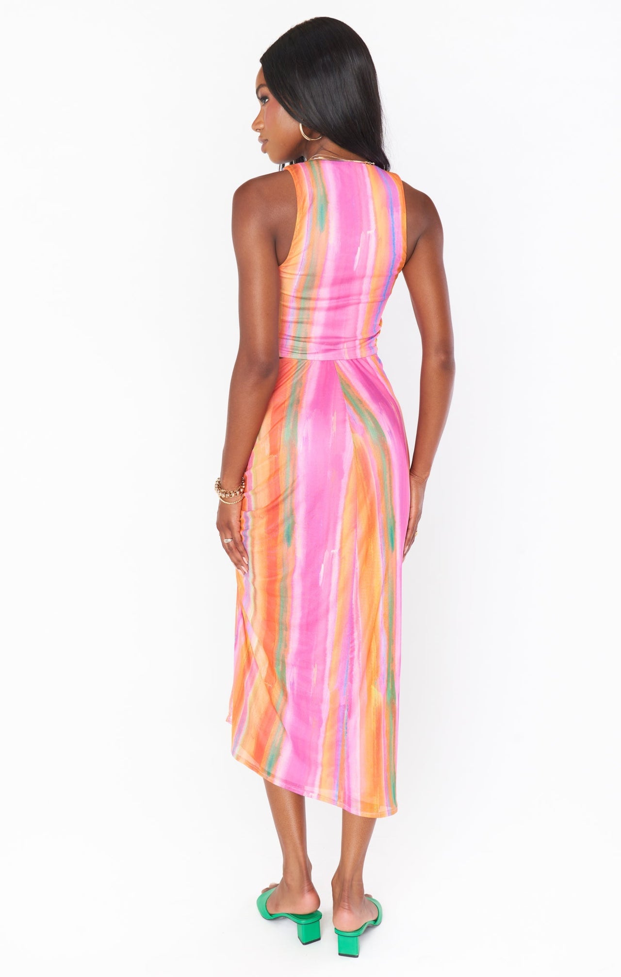 Dazy Sunrise Stripe Mesh Midi Skirt Multi, Skirt by Show Me Your Mumu | LIT Boutique