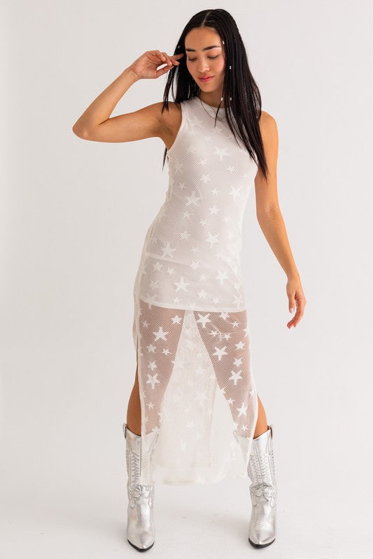 Despina Star Tank Dress White, Dress by Le Lis | LIT Boutique