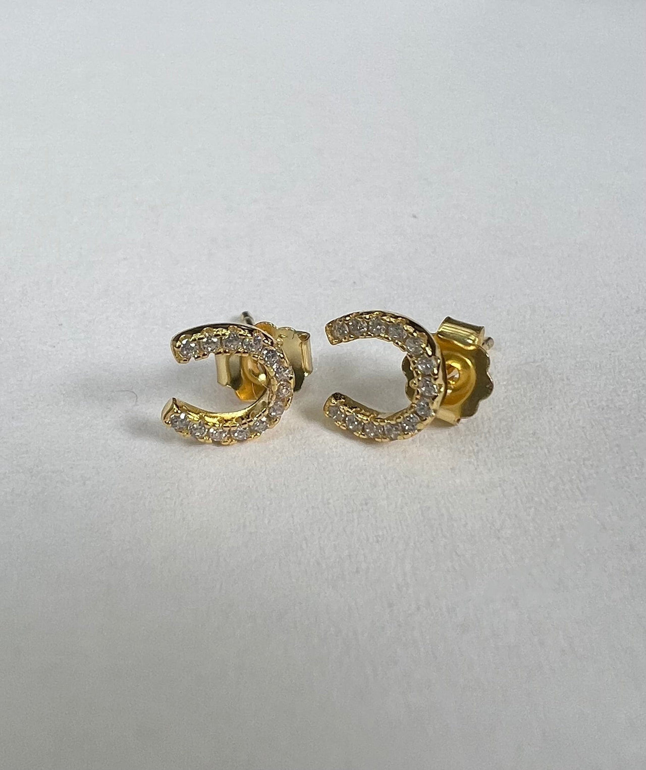 Diamond Horseshoe Studs 14k Gold, Earring by LX1204 | LIT Boutique