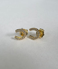 Thumbnail for Diamond Horseshoe Studs 14k Gold, Earring by LX1204 | LIT Boutique