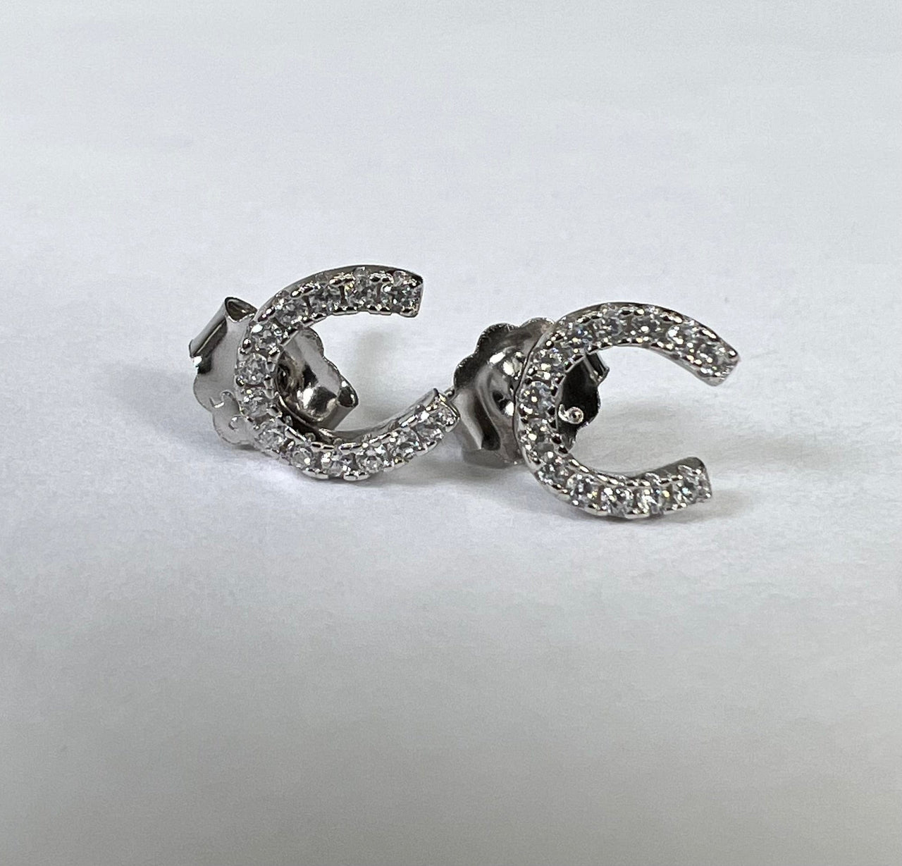 Diamond Horseshoe Studs 925 Sterling Silver, Earring by LX1204 | LIT Boutique