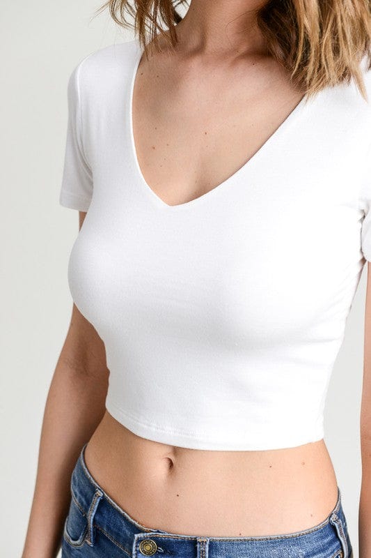 Double Layered Crop Top Ivory, Tee Casuals by Wasabi+Mint | LIT Boutique
