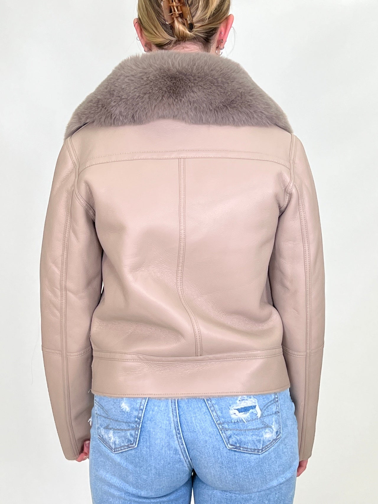 Eleanor Faux Fur Trim Jacket Taupe, Jacket by Love Token | LIT Boutique