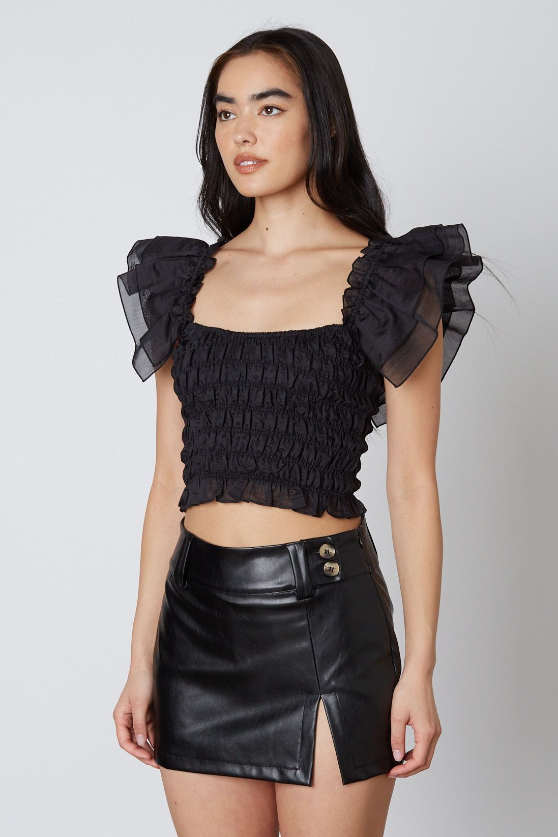 Elio Faux Leather Mini Skirt Black, Skirt by Cotton Candy | LIT Boutique