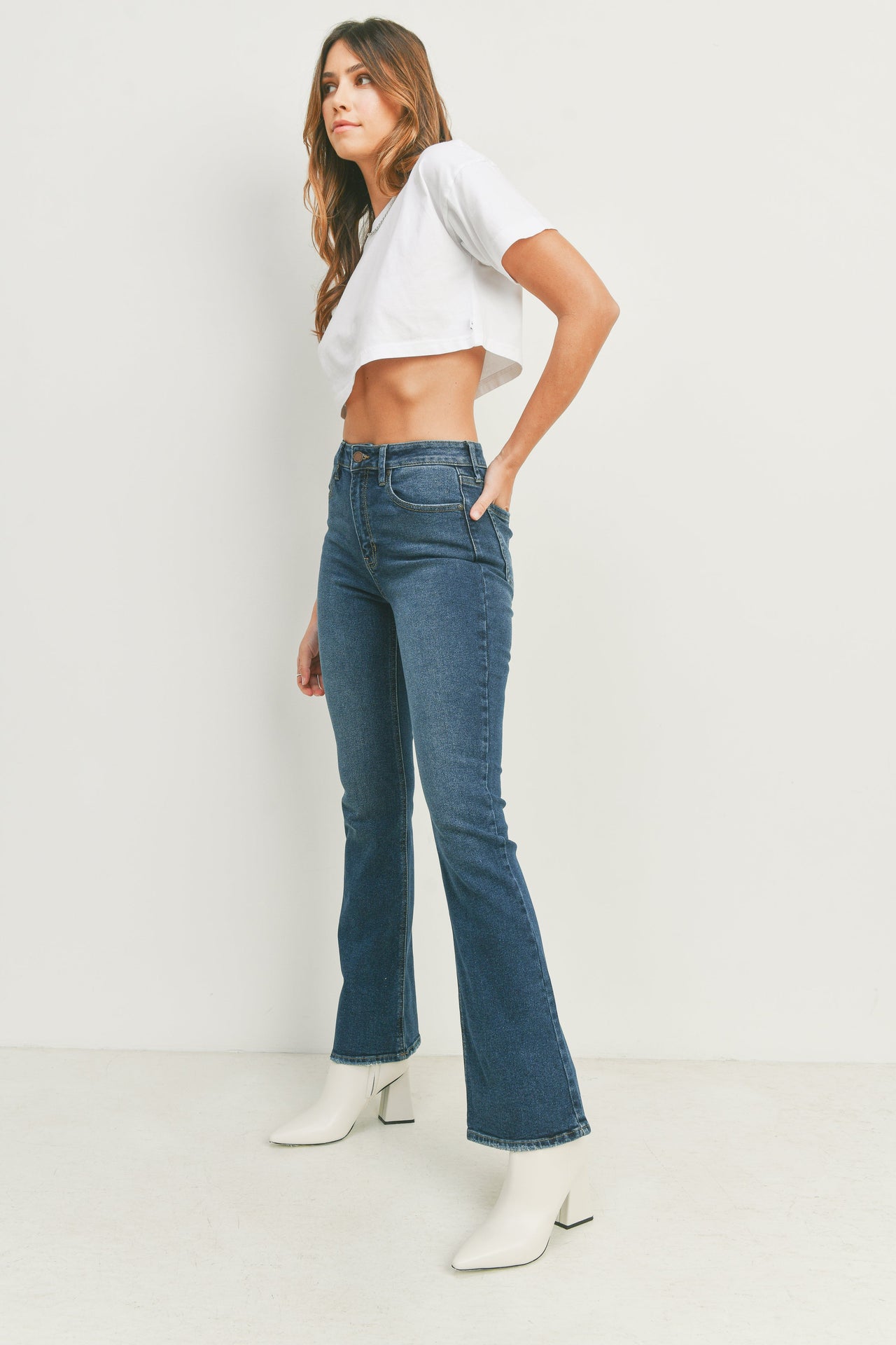 Ellen High Rise 90s Slim Flare Jean, Denim by Just Black Denim | LIT Boutique