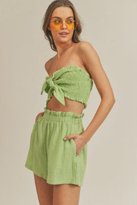 Thumbnail for Ellery Linen Paperbag Shorts Lime Green, Bottoms by Lush | LIT Boutique