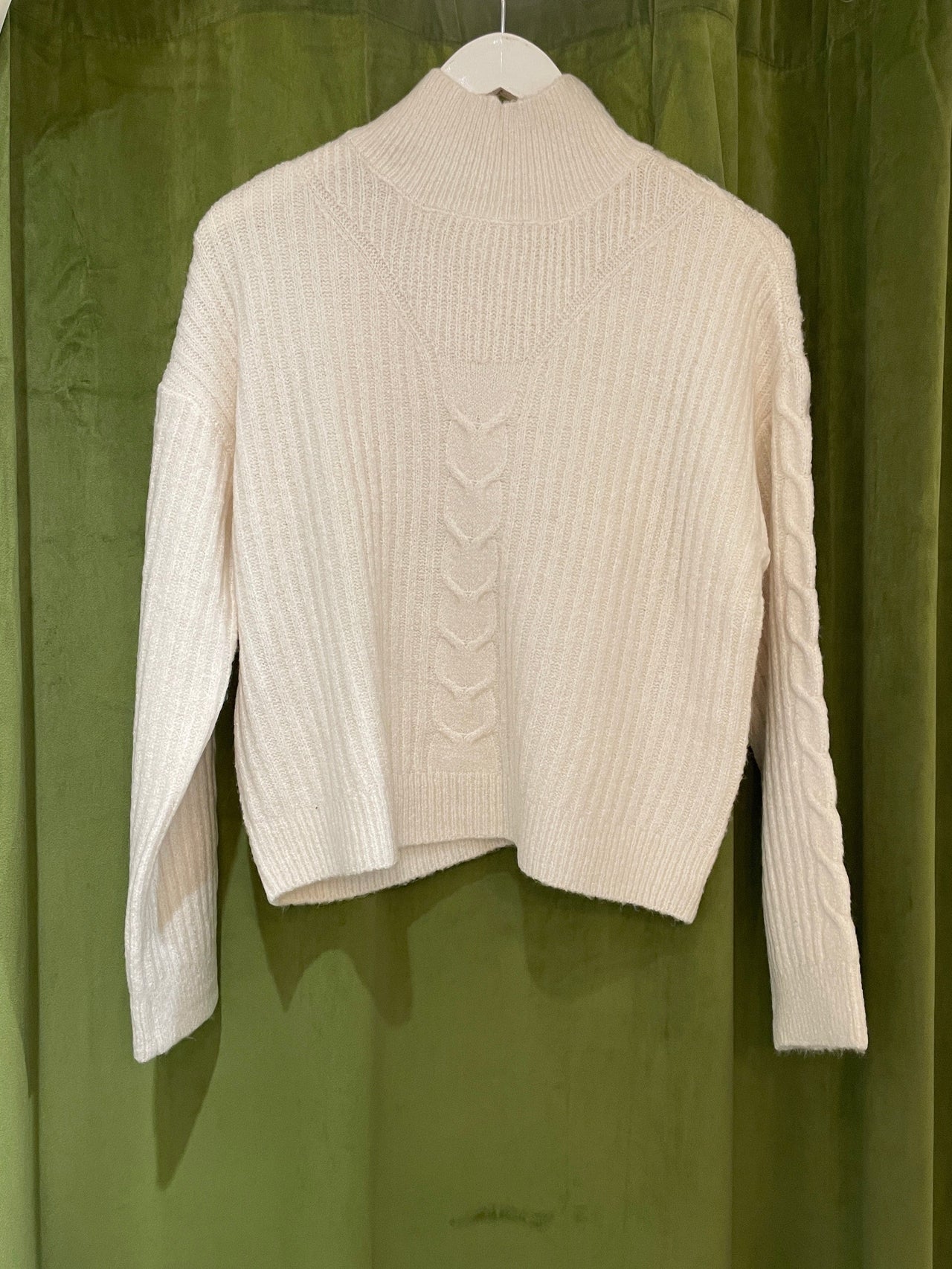 Eloise Cable Knit Turtleneck Pearl, Sweater by RD Style | LIT Boutique