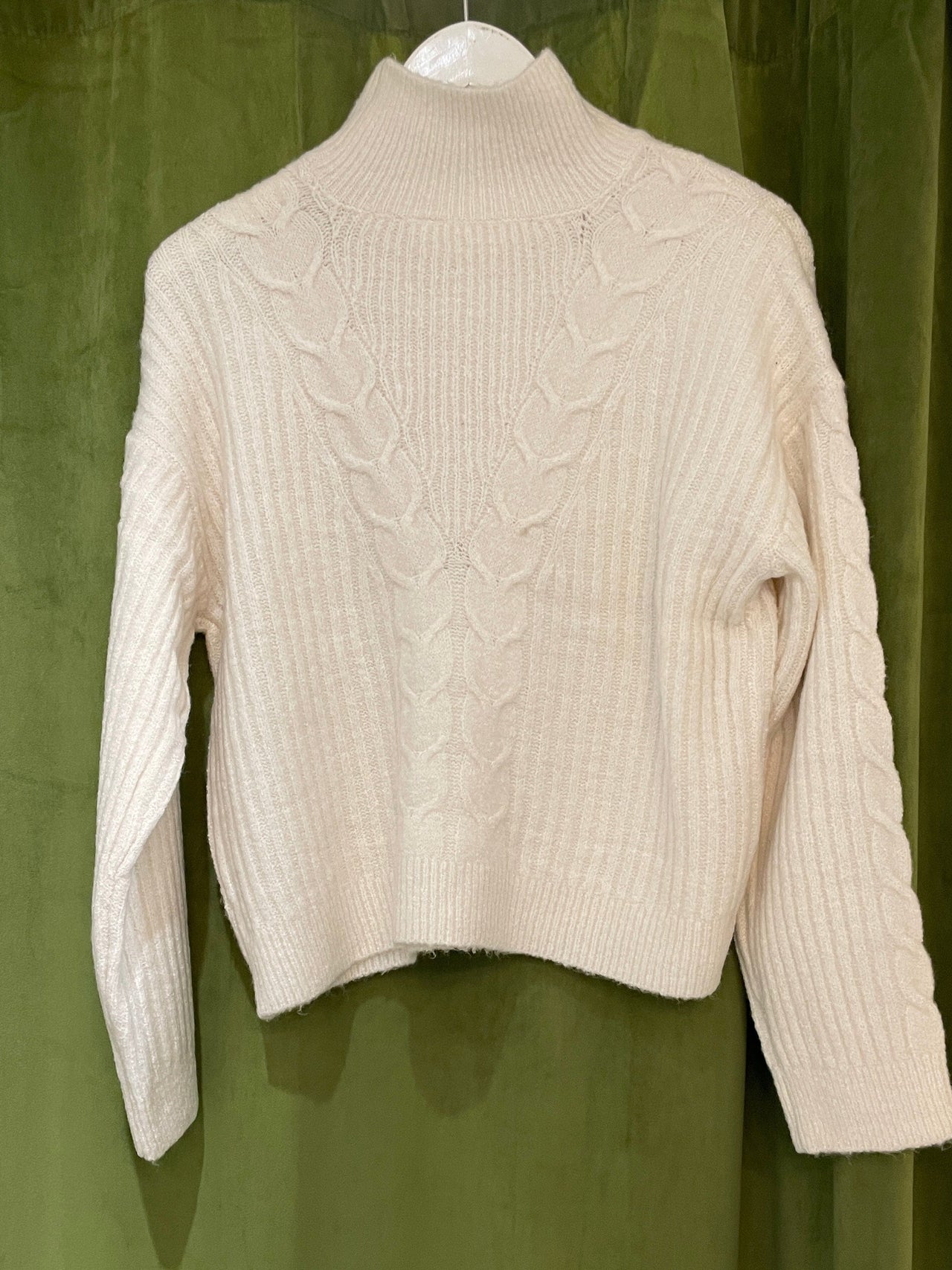 Eloise Cable Knit Turtleneck Pearl, Sweater by RD Style | LIT Boutique