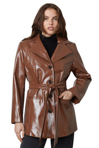 Thumbnail for Emilio Patent Trench Milk Chocolate, Jacket by NIA | LIT Boutique