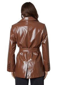 Thumbnail for Emilio Patent Trench Milk Chocolate, Jacket by NIA | LIT Boutique