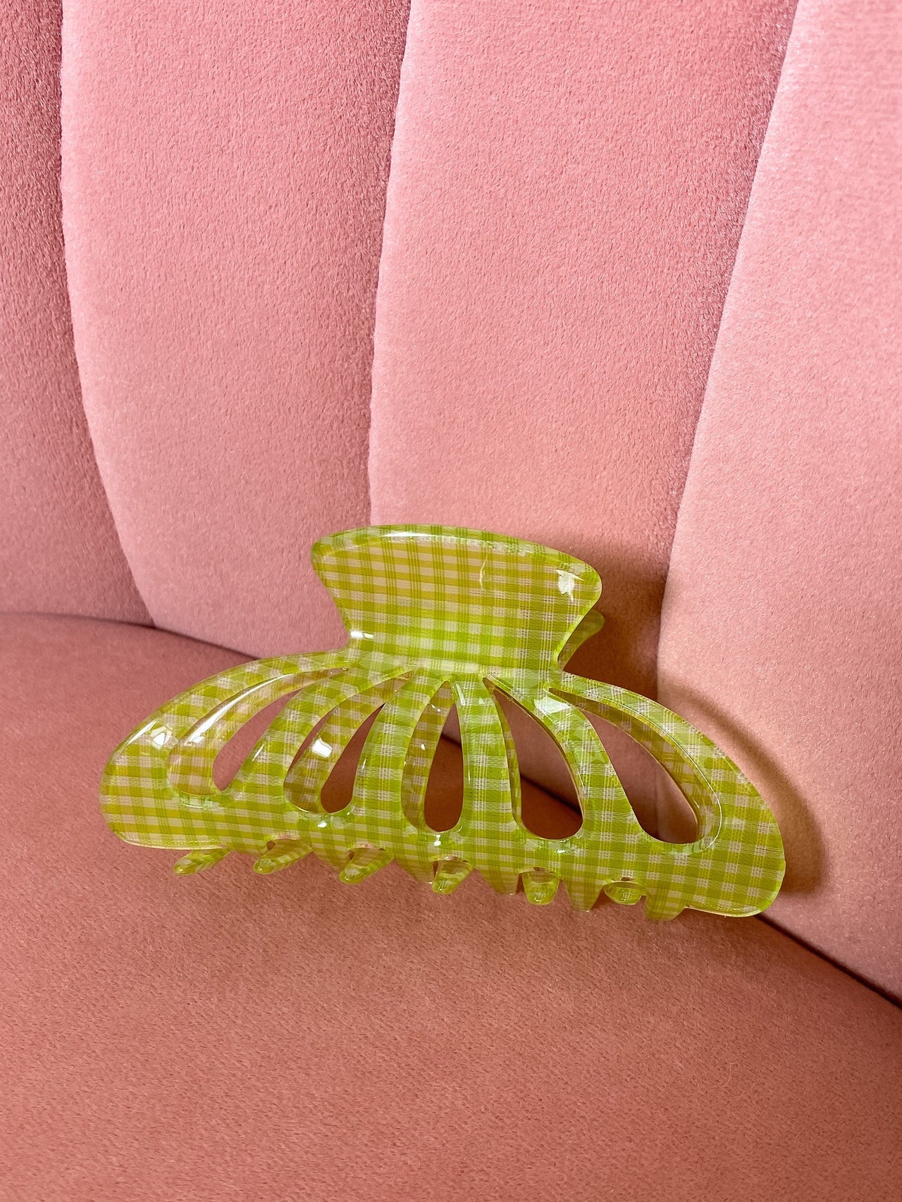 Eros Gingham Hair Clip Green, Accessories by Evelyn K | LIT Boutique
