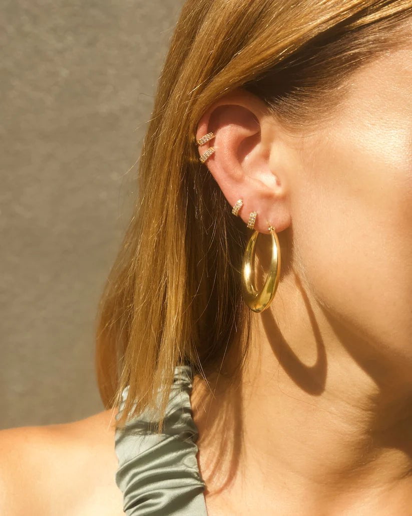 Estelle Circle Gold Hoop Earrings, Earrings by Jurate | LIT Boutique