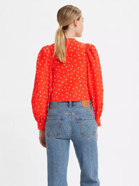Thumbnail for Fawn Tie Blouse Daisy Foulard Enamel Orange, Tops Blouses by Levi | LIT Boutique