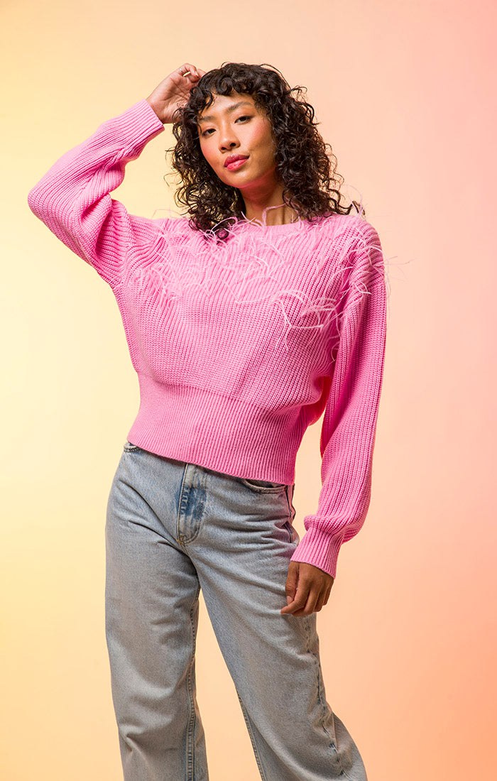 Florence Sweater Pink, Tops Blouses by Line & Dot | LIT Boutique
