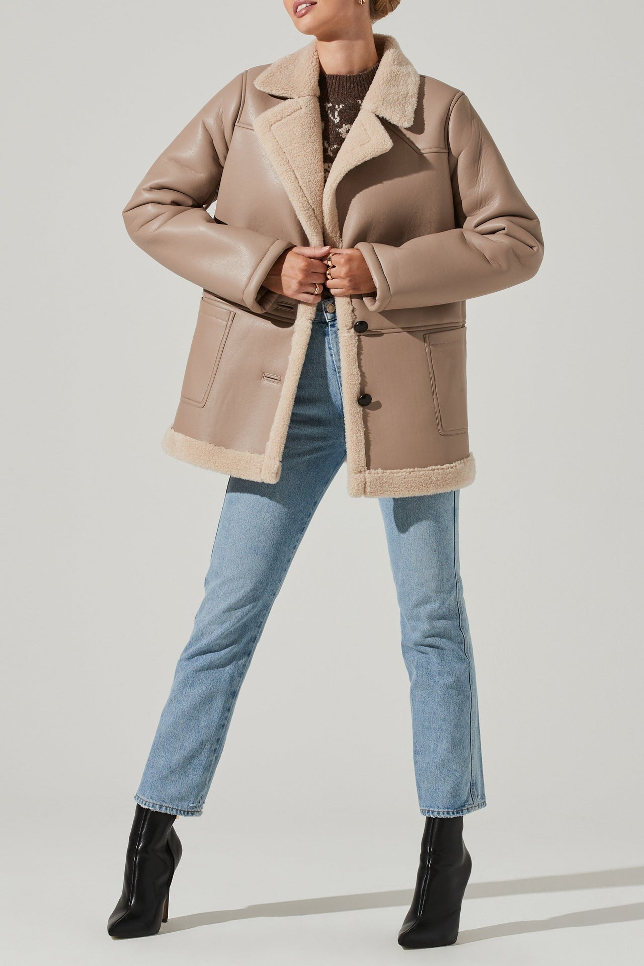 Francine Shearling Jacket Taupe, Jacket by ASTR | LIT Boutique