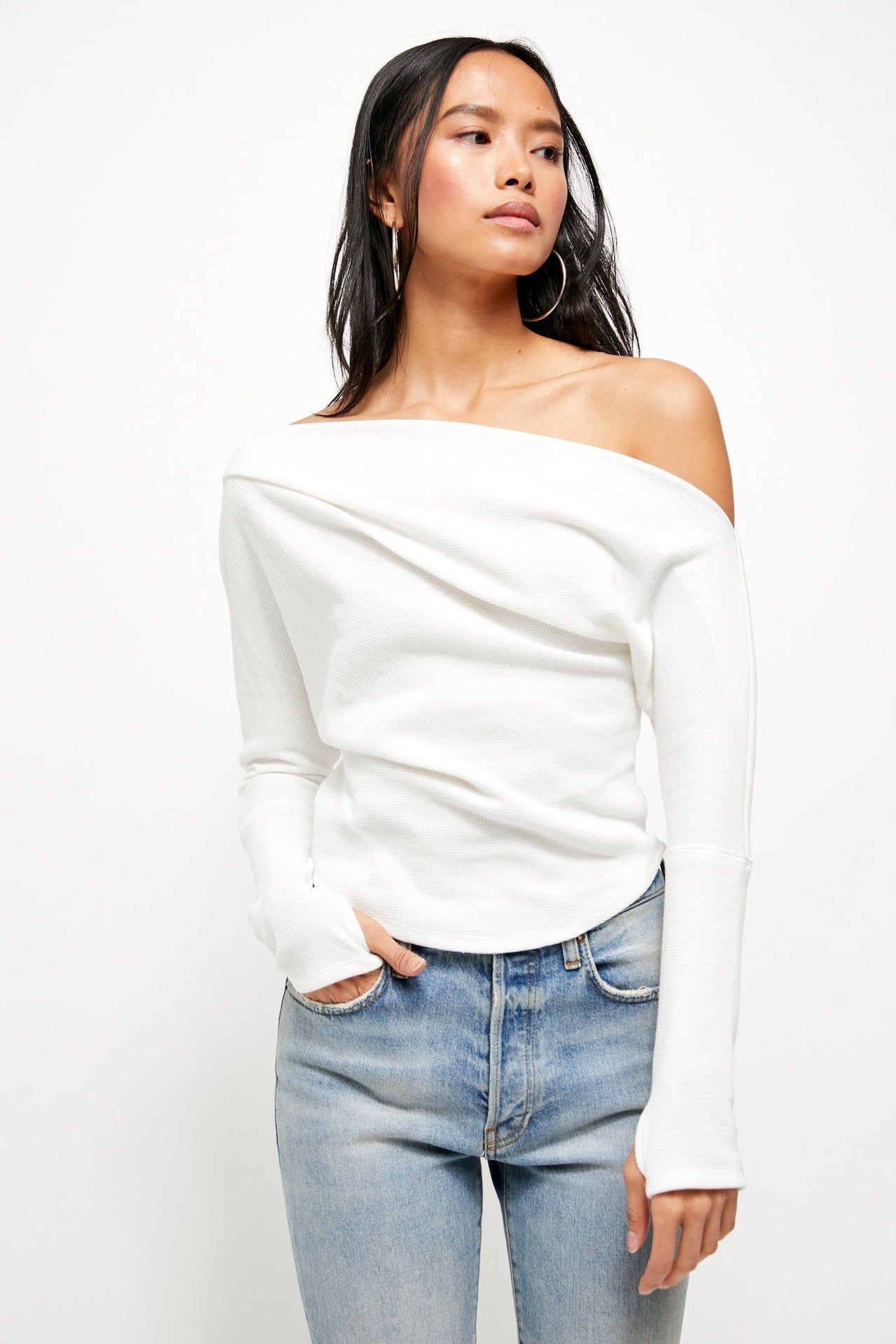 Fuji Off the Shoulder Thermal Top Ivory, Tee Casuals by Free People | LIT Boutique