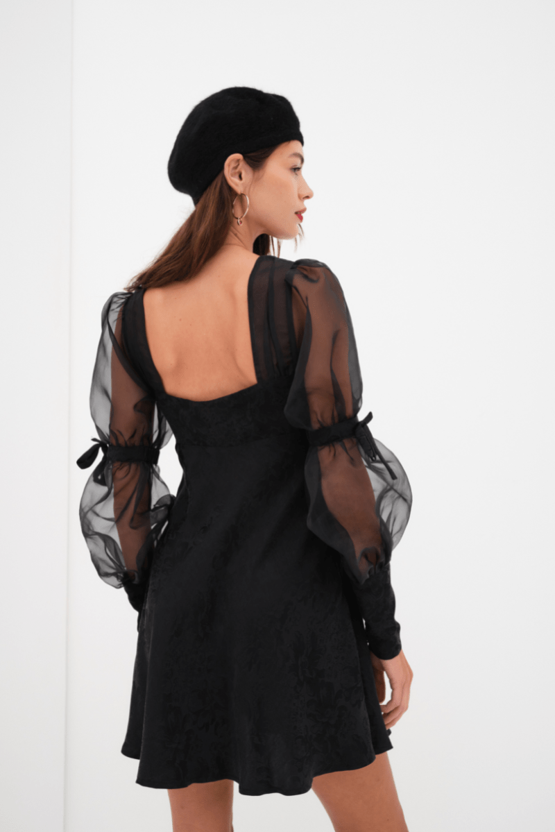 Gabrielle Puff Sleeve Mini Dress Black, Dresses by For Love & Lemons | LIT Boutique