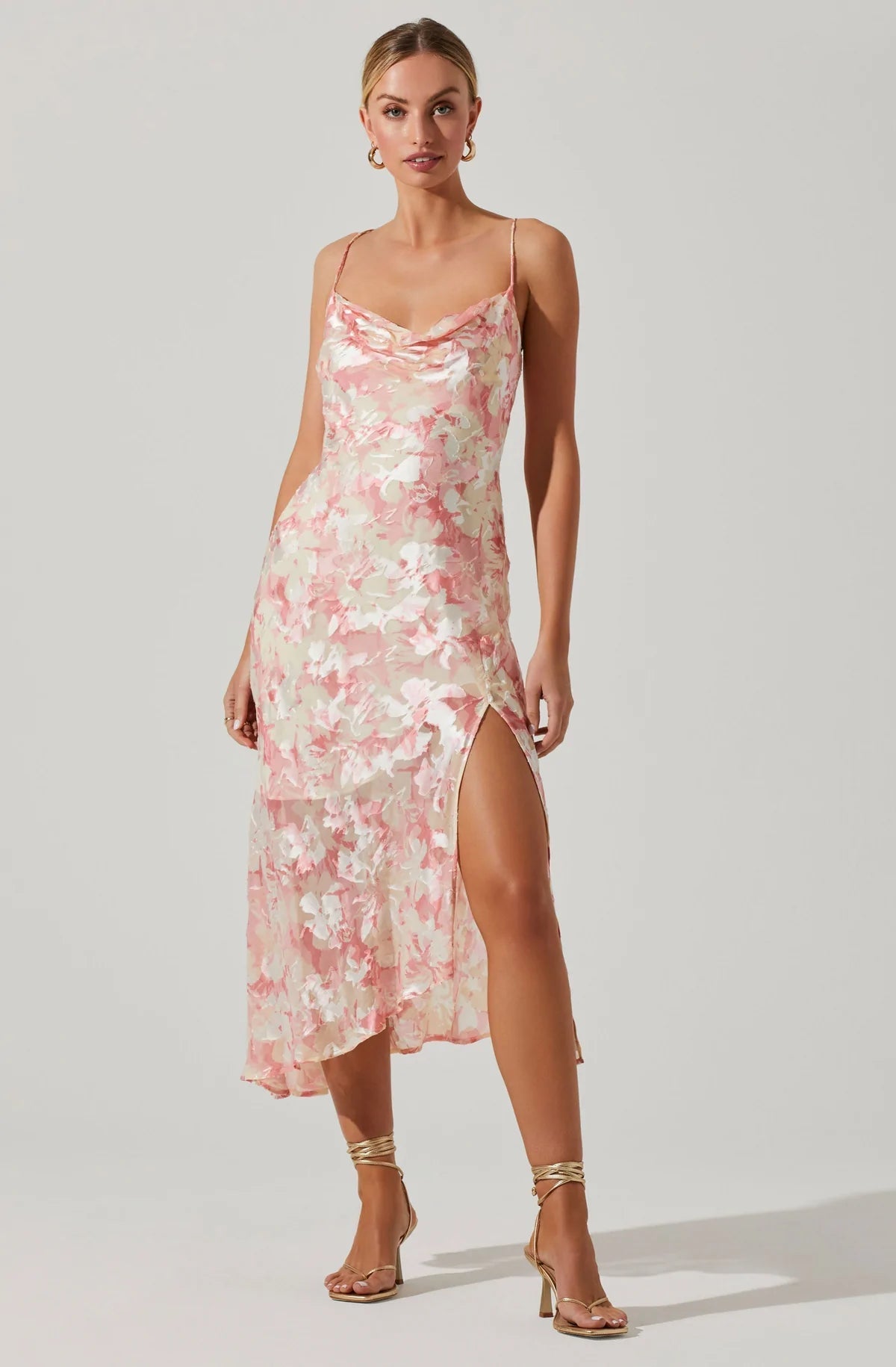 Gaia Midi Dress Pink Burn Out, Dress by ASTR | LIT Boutique