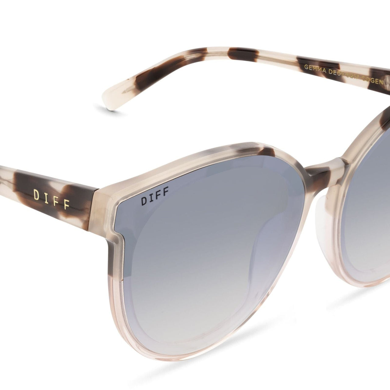 Gemma Cream Tortoise Sandstron Grey Gradient Flash Sunglasses, Sunglasses by DIFF Sunglasses | LIT Boutique
