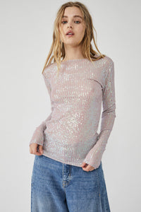 Thumbnail for Gold Rush Sequin Long Sleeve Champagne Float, Tops Blouses by Free People | LIT Boutique