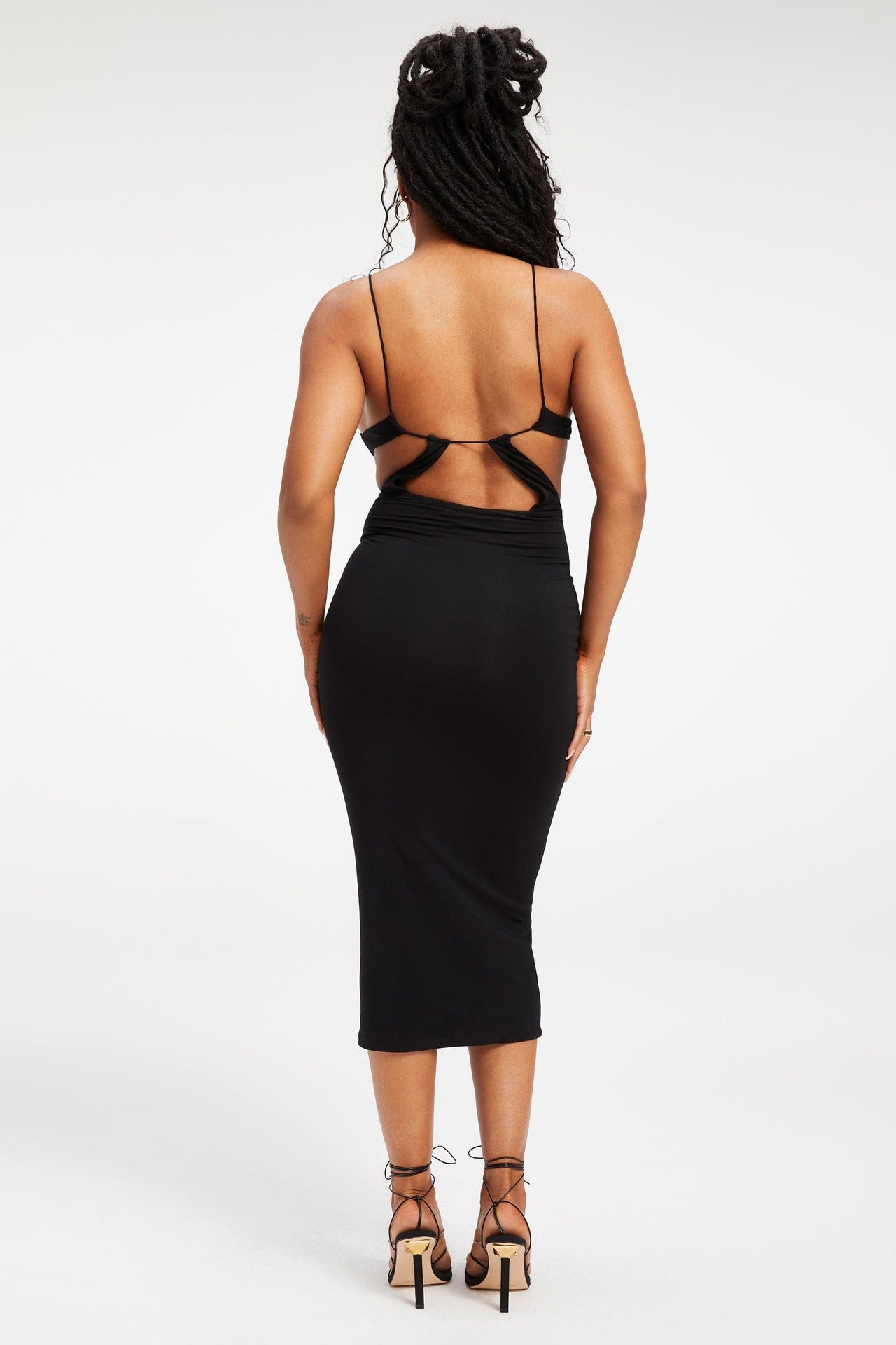 Good Touch 90s Open Back Midi Dress Black, Dress by Good American | LIT Boutique