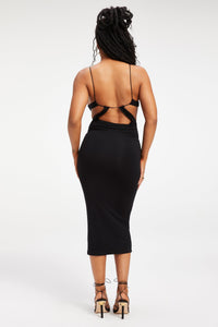 Thumbnail for Good Touch 90s Open Back Midi Dress Black, Dress by Good American | LIT Boutique