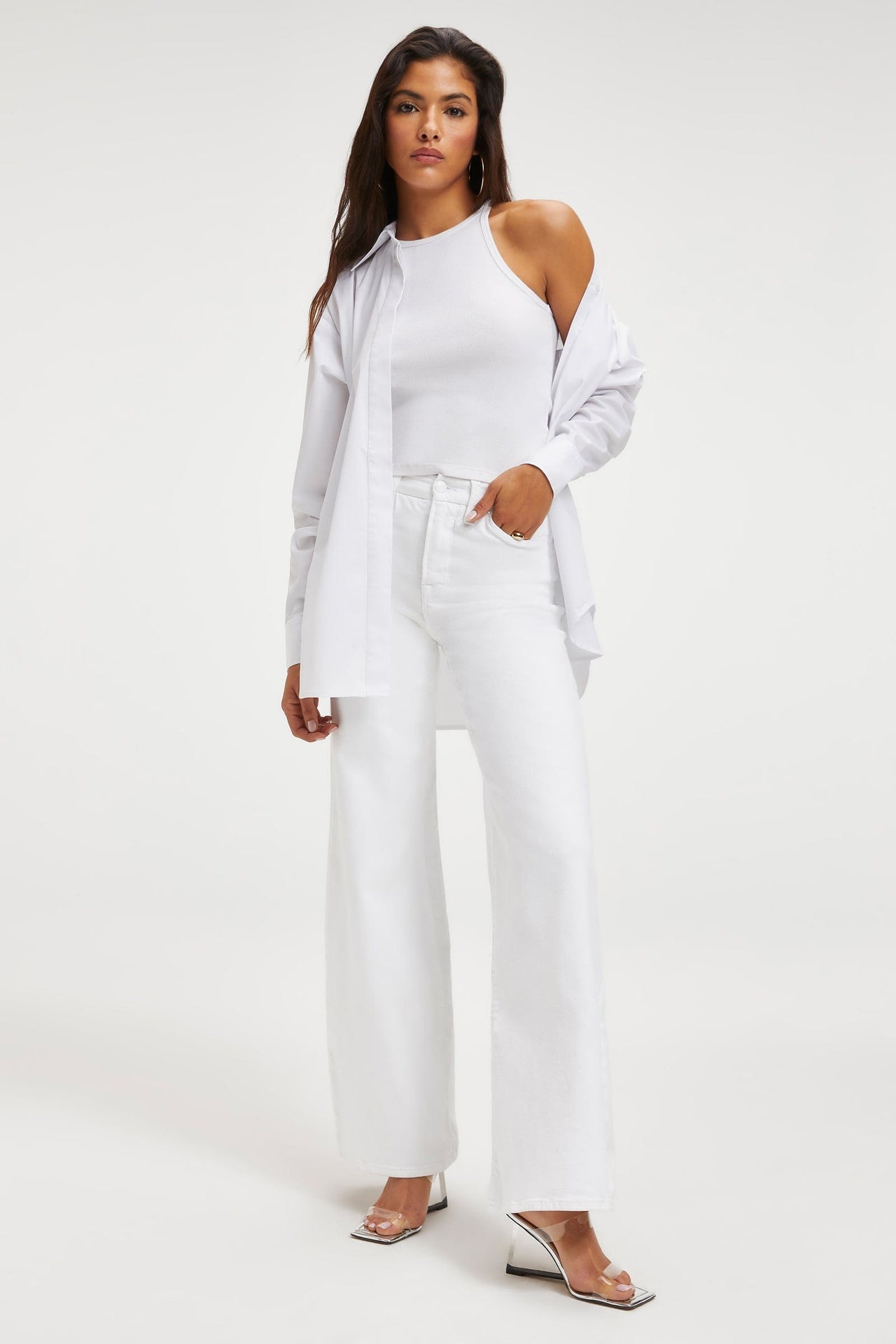 Good Waist Palazzo Pant White, Bottoms by Good American | LIT Boutique