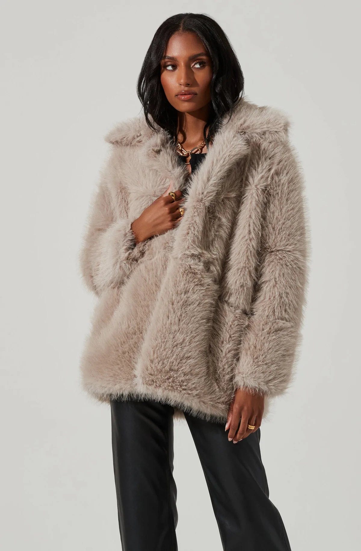 Hadley Faux Fur Coat Silver, Jacket by ASTR | LIT Boutique