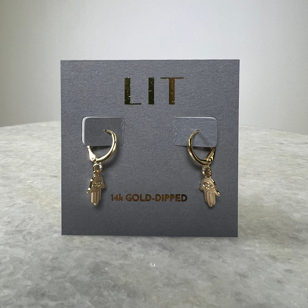 Hamsa Huggie Earrings 14k Gold, Earring by LX1204 | LIT Boutique