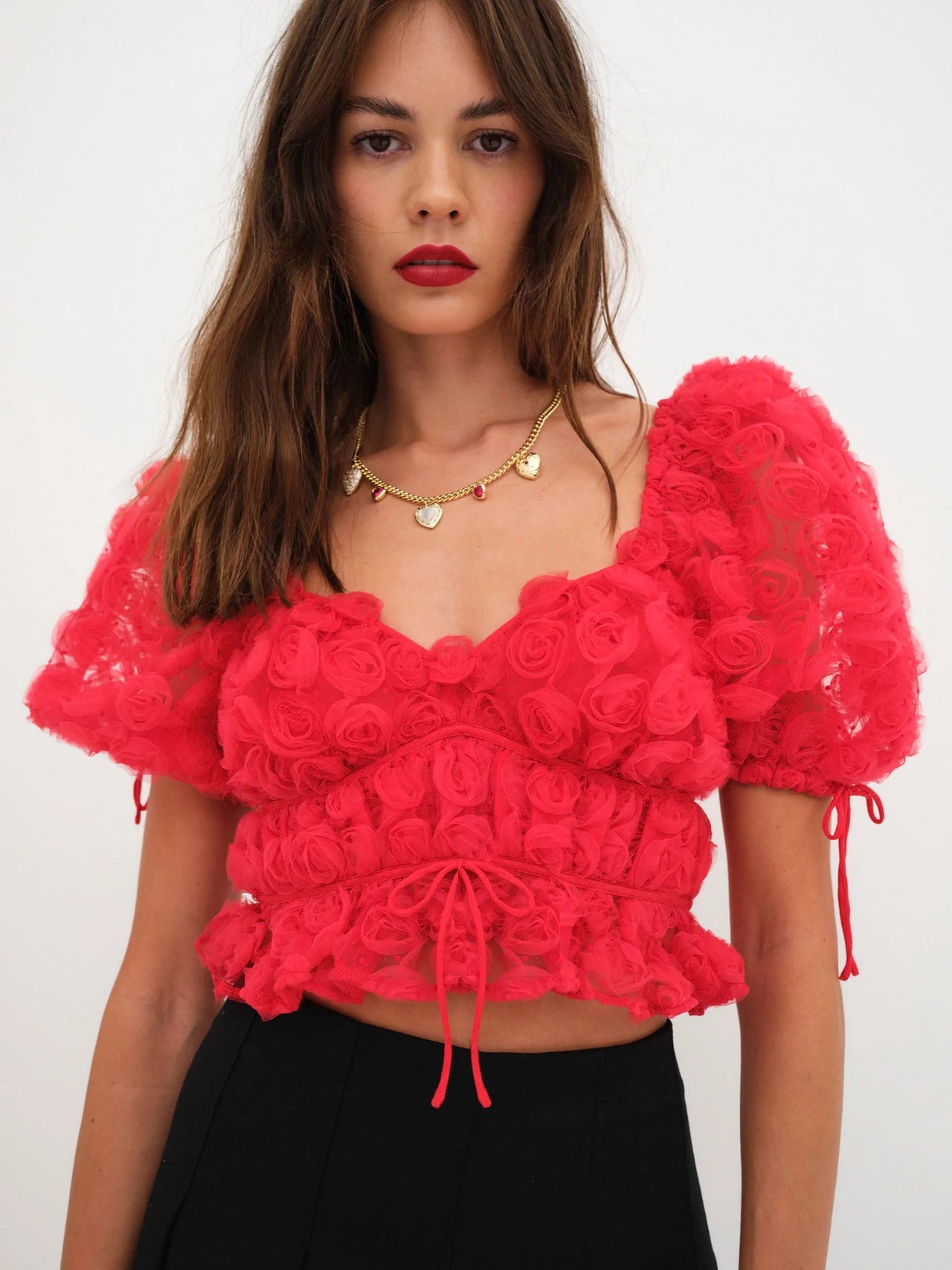 Hannah Crop Top Red, Tops Blouses by For Love & Lemons | LIT Boutique