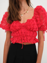 Thumbnail for Hannah Crop Top Red, Tops Blouses by For Love & Lemons | LIT Boutique