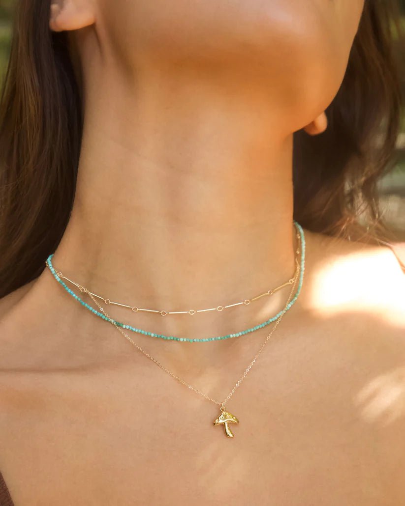 Happy Wave Gold Mushroom Necklace, Necklaces by Jurate | LIT Boutique
