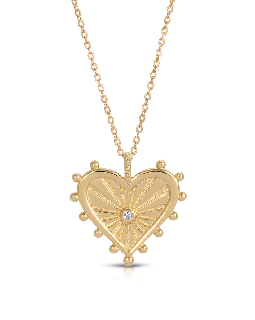 Harlow Sun Heart Gold Necklace, Necklaces by Jurate | LIT Boutique