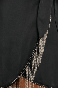 Thumbnail for Harvey Satin Fringe Wrap Mini Skirt Black, Skirt by Le Lis | LIT Boutique