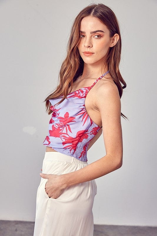 Hastings Printed Halter Top Lavender, Tops Blouses by Do and Be | LIT Boutique