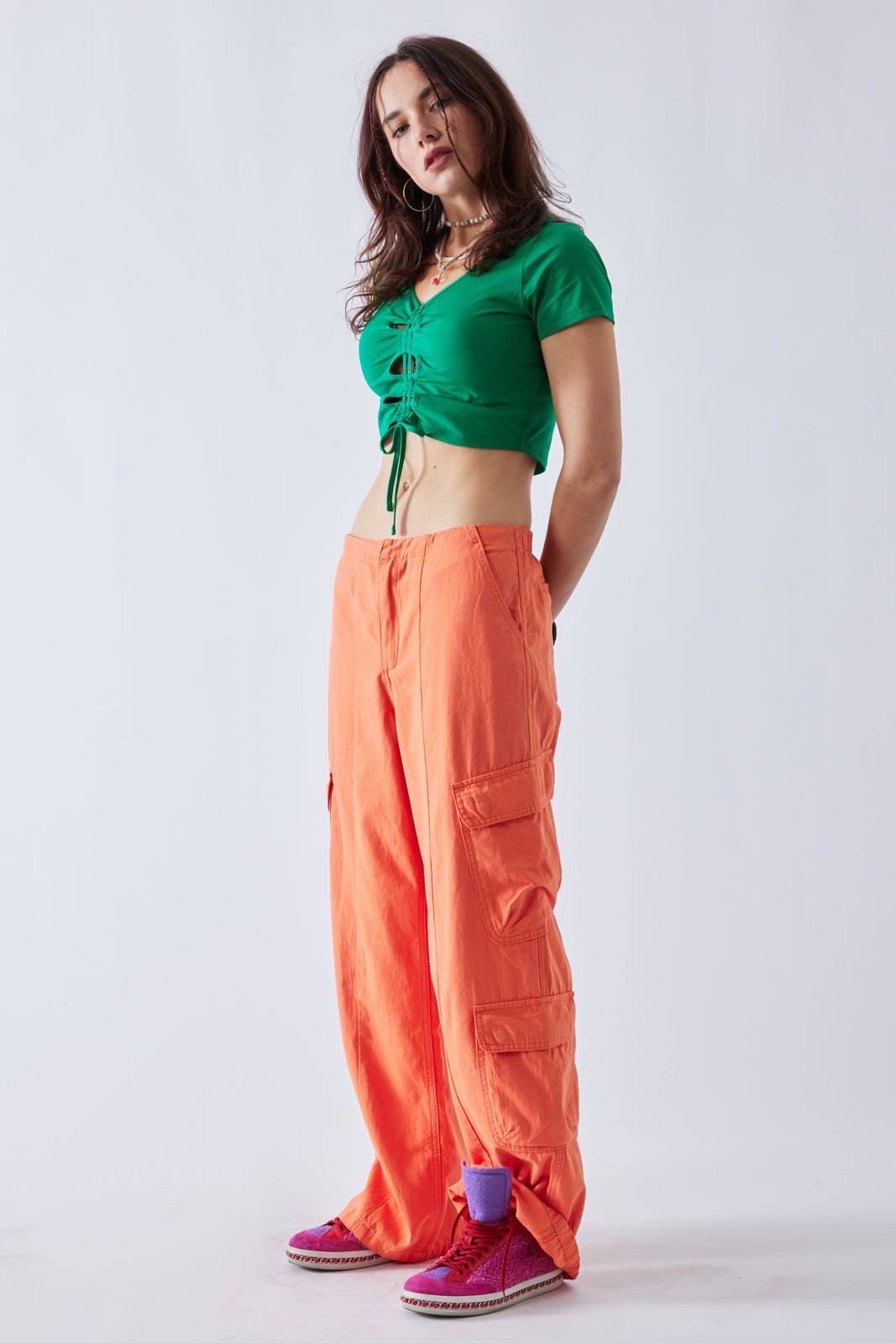 High Waisted Cargo Pant Orange, Pant Bottom by Signature 8 | LIT Boutique