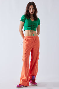 Thumbnail for High Waisted Cargo Pant Orange, Pant Bottom by Signature 8 | LIT Boutique