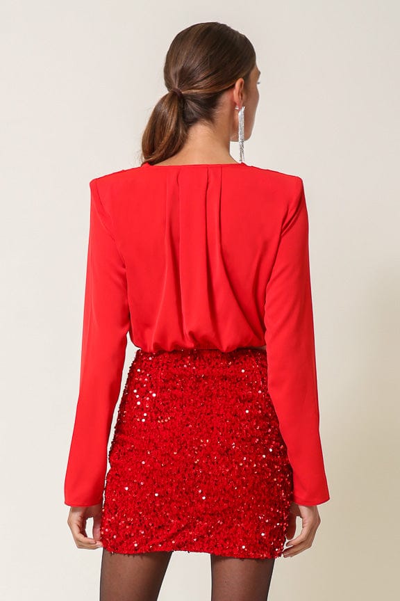 Hurley Sequin Skirt Scarlet, Skirt by Line & Dot | LIT Boutique