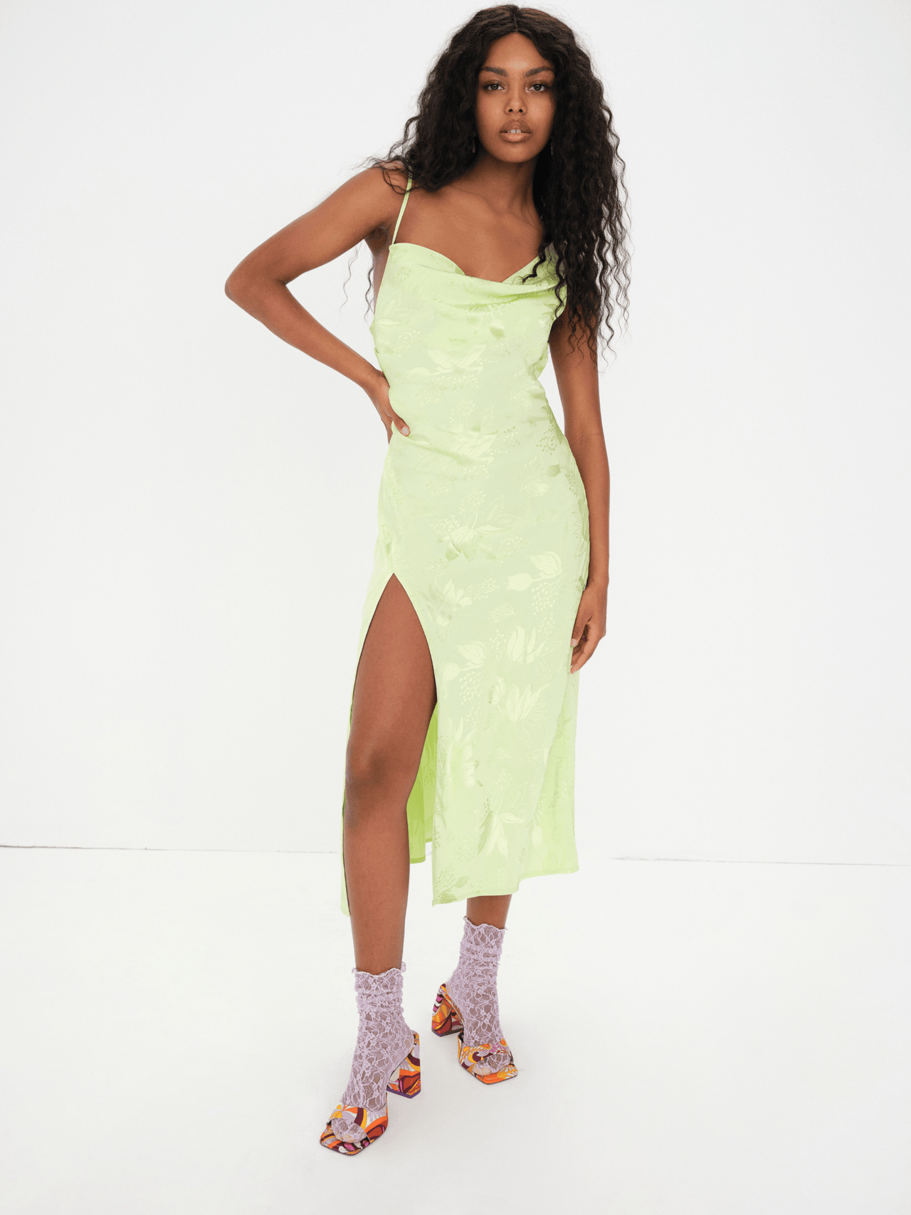 Ilana Midi Dress Green, Dress by For Love & Lemons | LIT Boutique