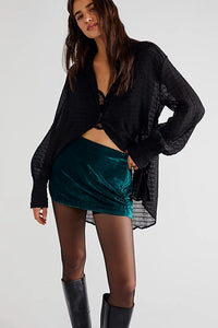 Thumbnail for Annalise Velvet Mini Skirt Deep Teal, Skirt by Free People | LIT Boutique