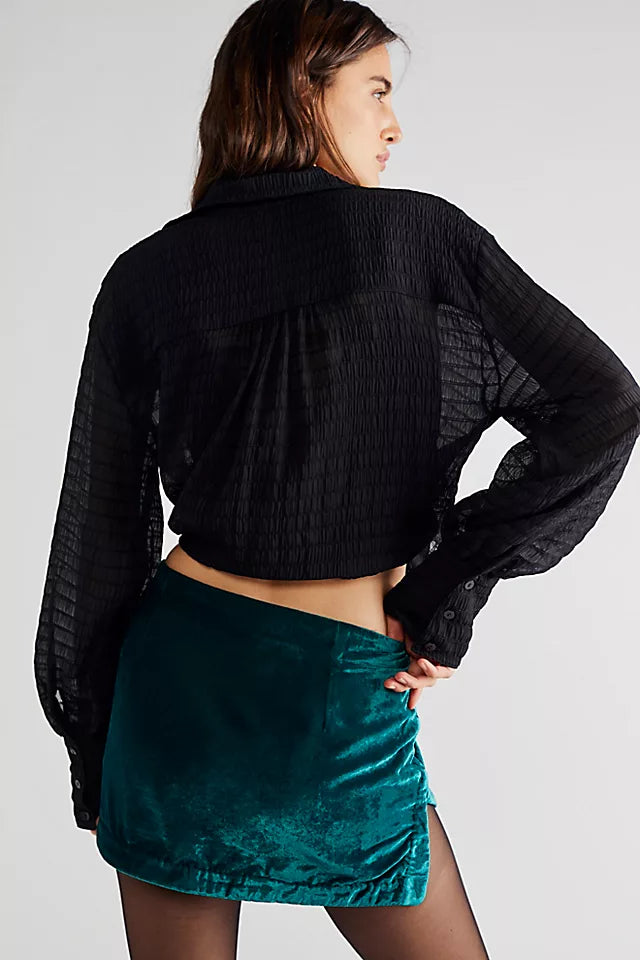 Annalise Velvet Mini Skirt Deep Teal, Skirt by Free People | LIT Boutique