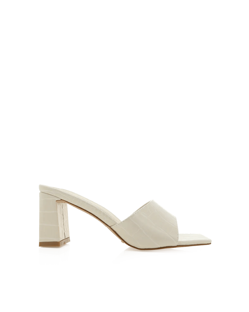 Irine Croc Block Heel Mule Bone, Shoes by Billini Shoes | LIT Boutique