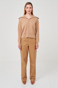 Thumbnail for Jade Zip Jacket Camel, Jacket by Brodie Cashmere | LIT Boutique