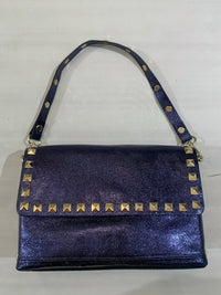 Thumbnail for Jodi Studded Metallic Leather Clutch Navy, Bag by Jijou Capri | LIT Boutique