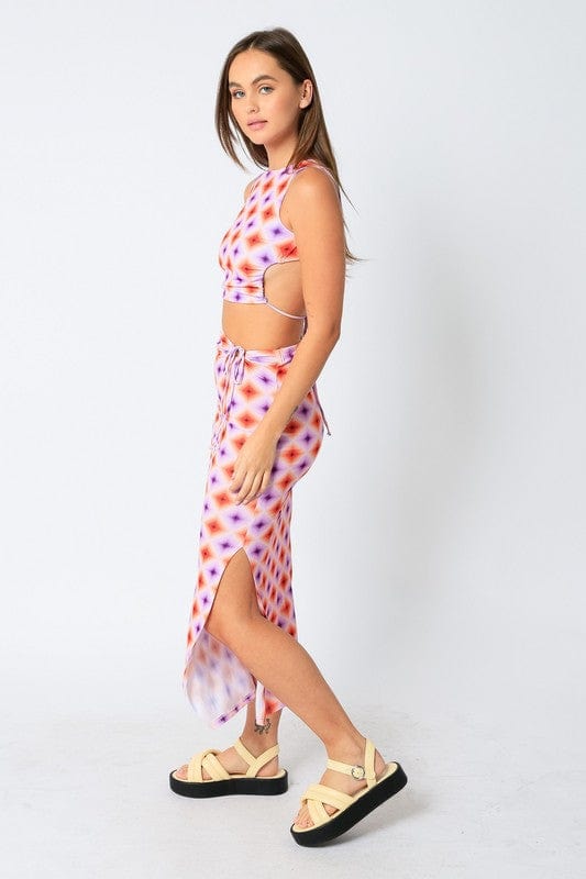 Jolyon Midi Skirt Lavender/Red, Skirt by ReFine | LIT Boutique