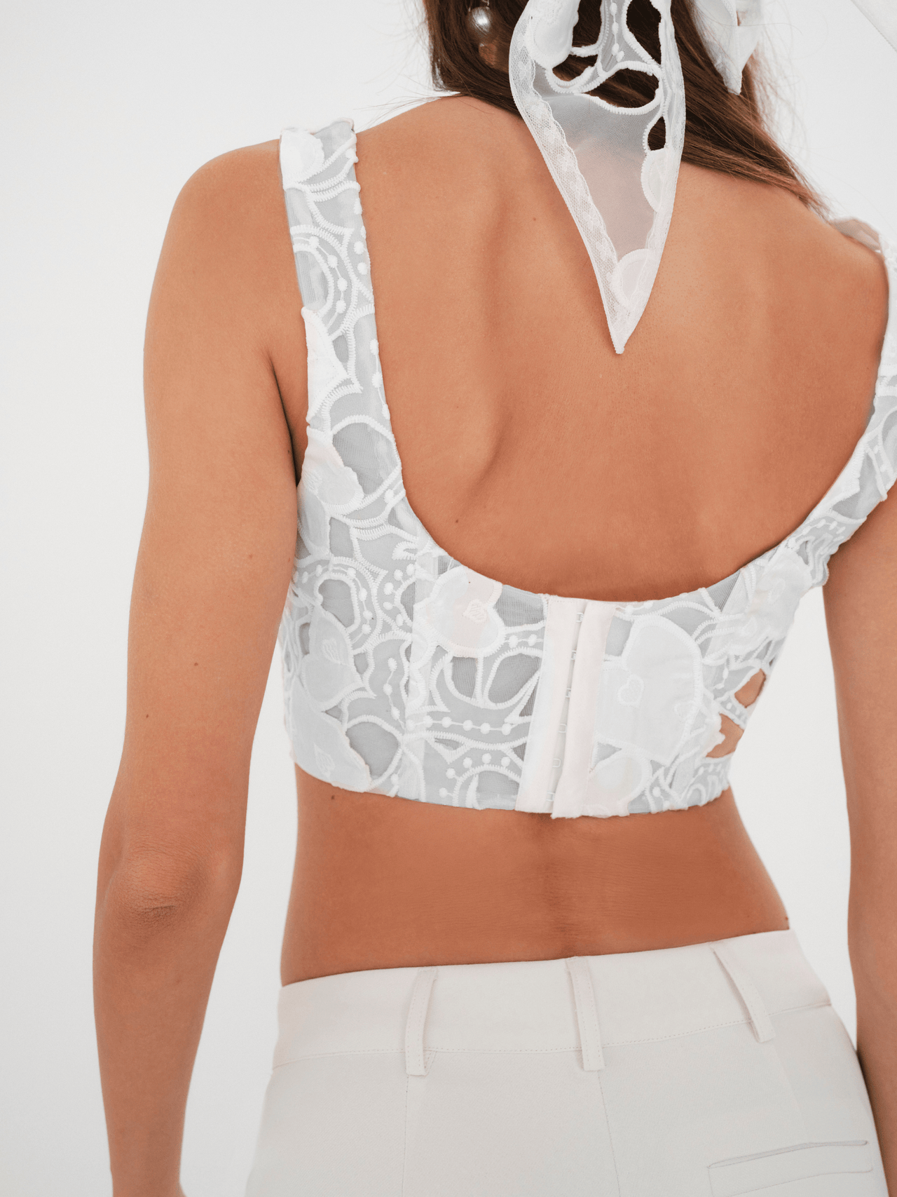 Kaede Crop Top White, Tops Blouses by For Love & Lemons | LIT Boutique