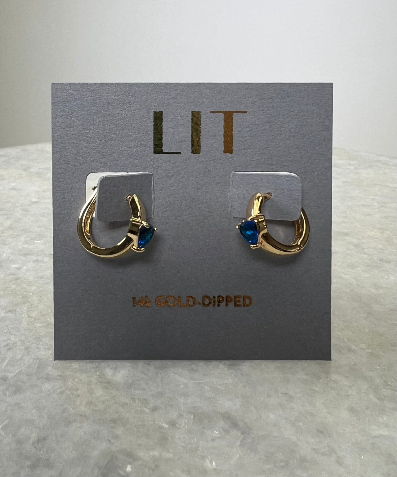 Kiley Sapphire Huggie Hoops 14k Gold, Earring by LX1204 | LIT Boutique
